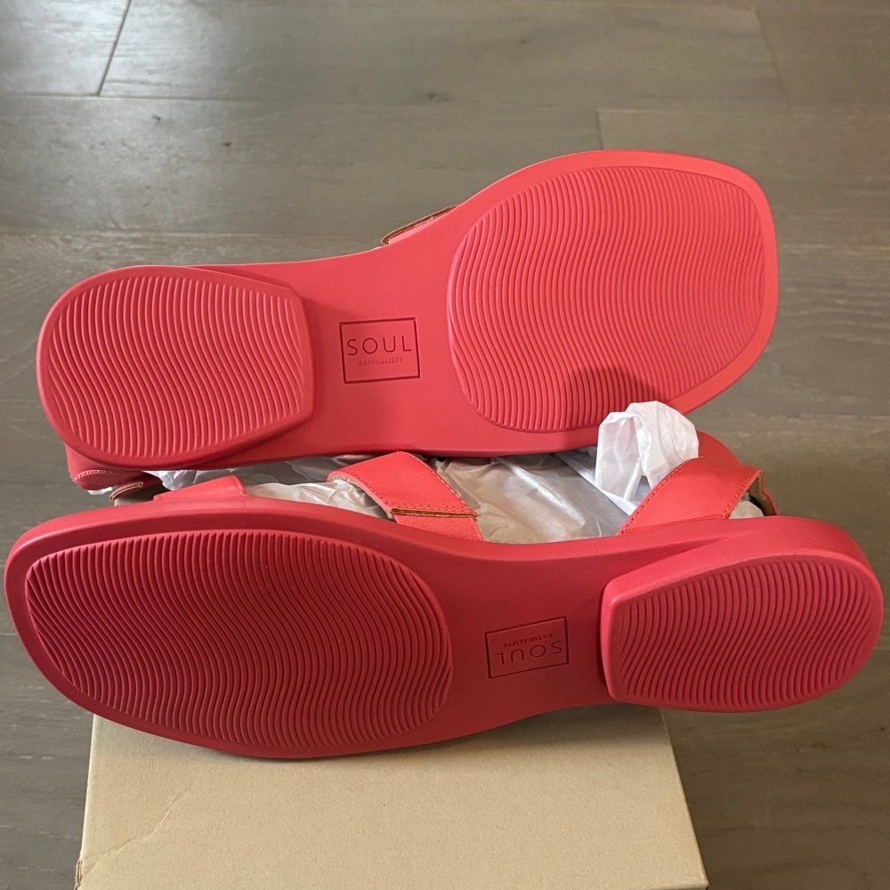 NIB Soul Naturalizer Fiesta Strap Sandal Sz 11W Coral Beach Vacation Resortwear - Picture 3 of 4